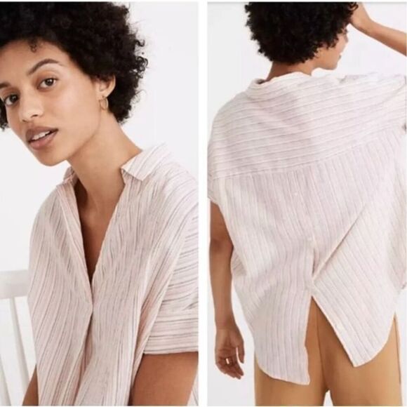 Madewell Courier Button Back Brampton Stripe Shirt Size Medium Style #MC809 - Picture 1 of 8